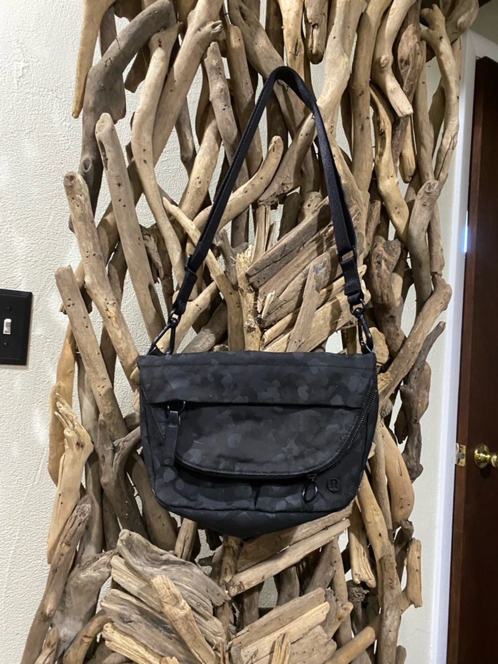 lululemon athletica Black Camouflage Crossbody Messenger Bag